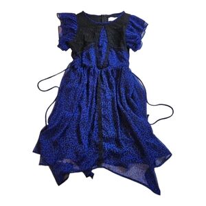 Disney D-Signed Girls M Descendants 2 Blue w/ Black Lace Knee Length Dress